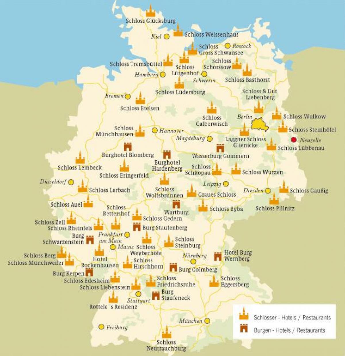 map of Germany castles