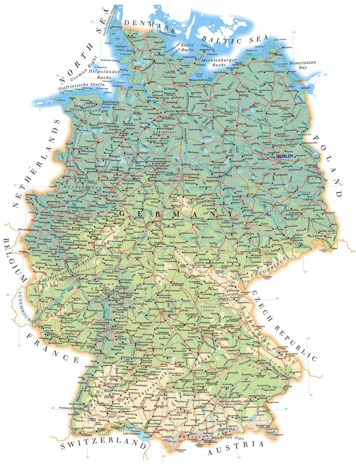 labeled map of Germany