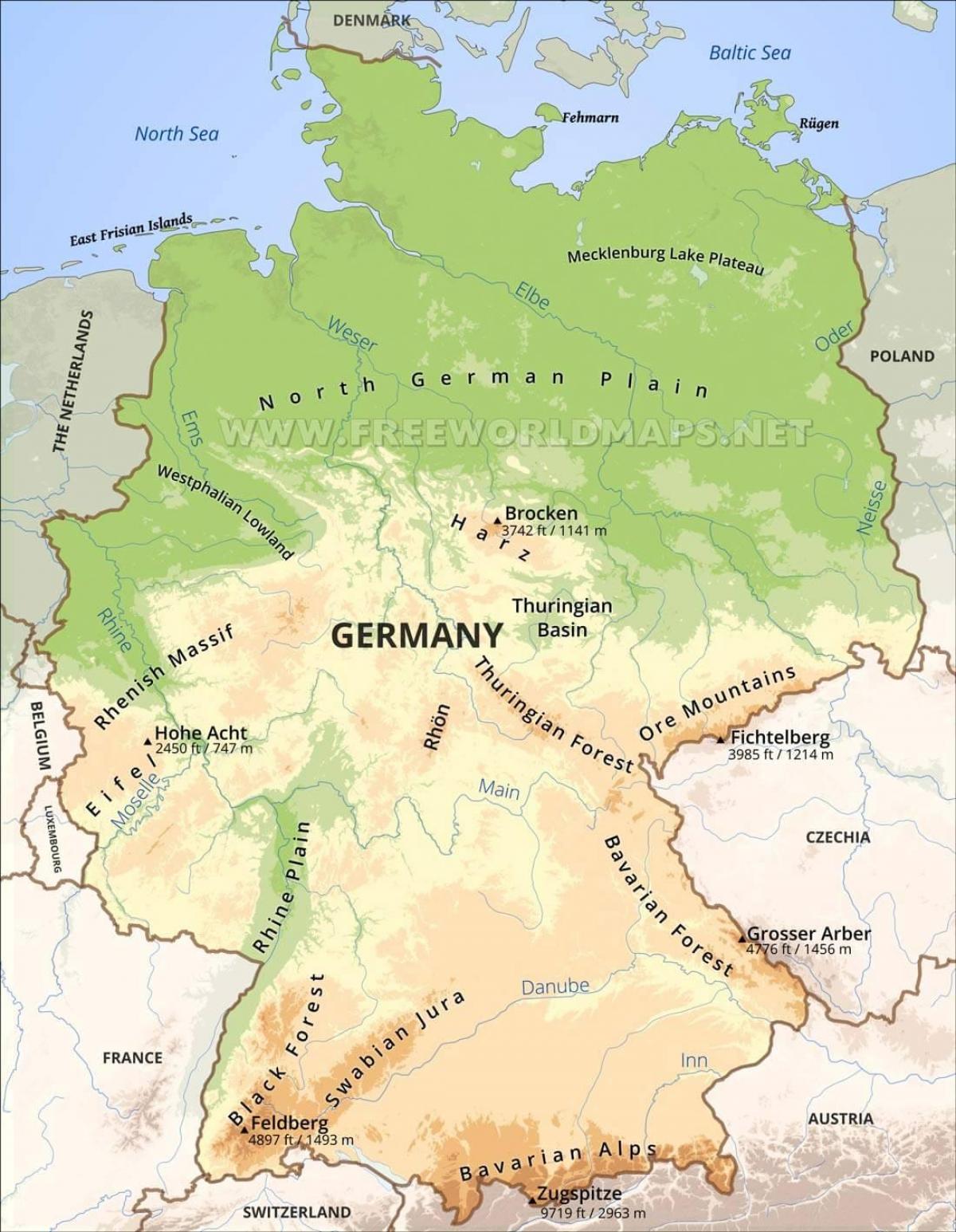 geographical map of Germany