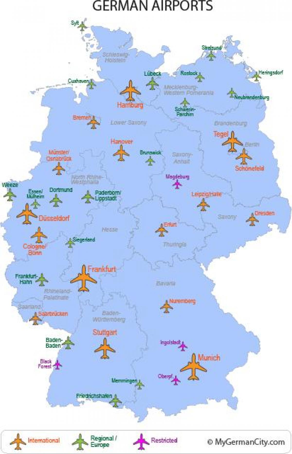 major airports in Germany map