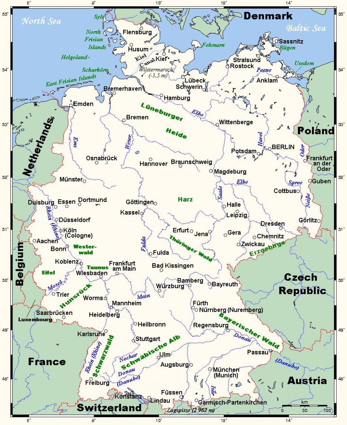 map of Germany rivers