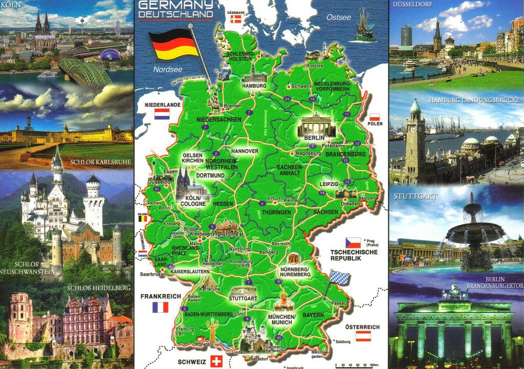 Germany sightseeing map - Germany points of interest map (Western