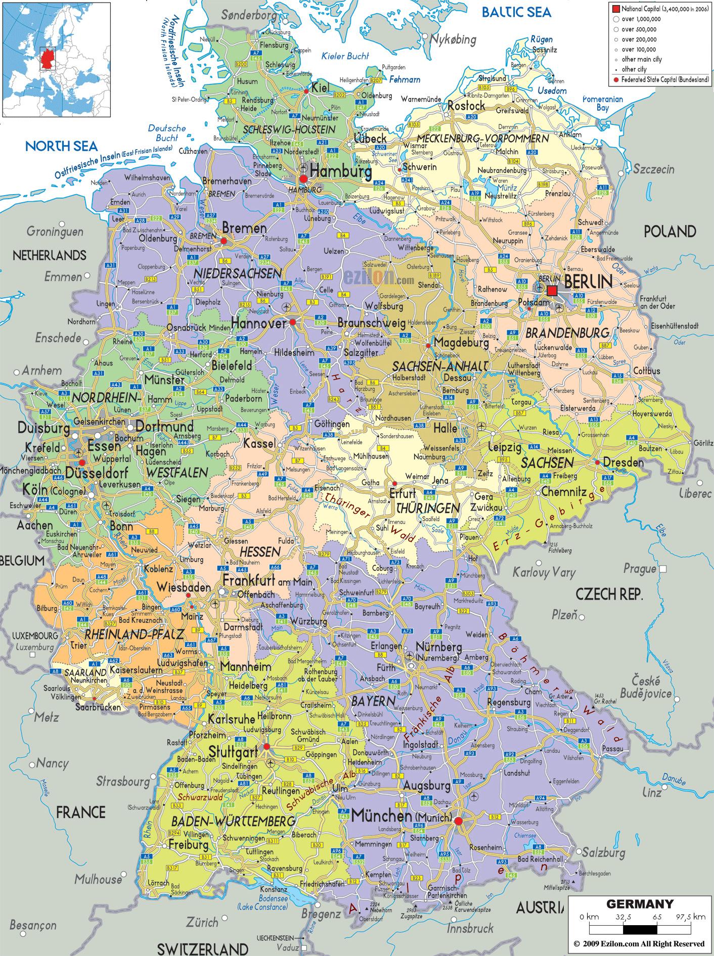 Printable Map Of Germany With Cities And Towns Map