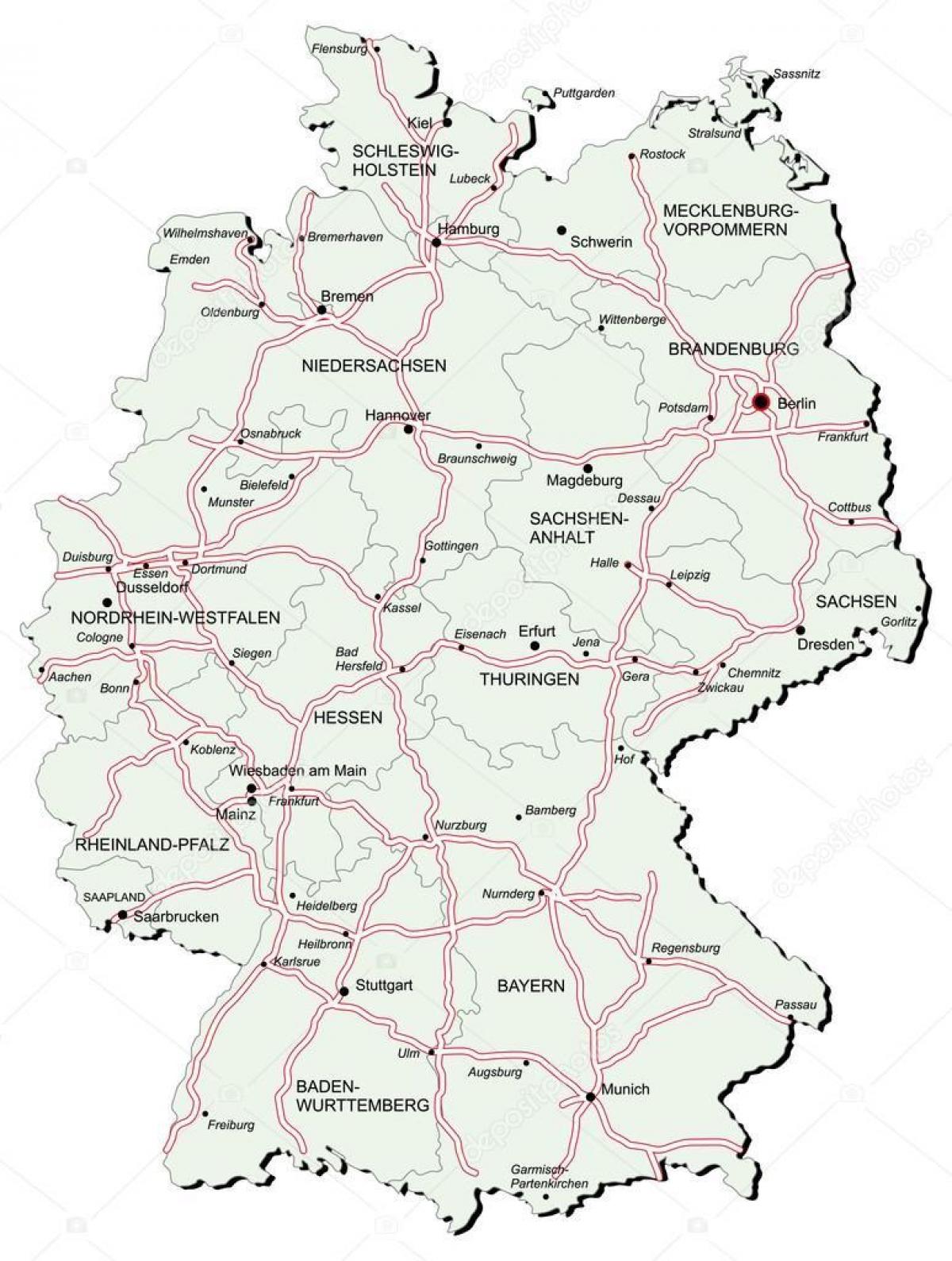 autobahn tyskland karta Autobahn Germany map   Germany autobahn map (Western Europe   Europe)