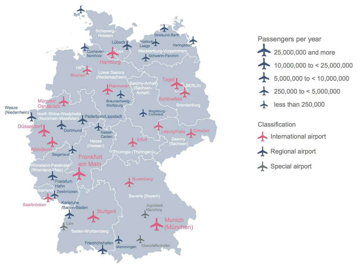 map of Germany showing airports