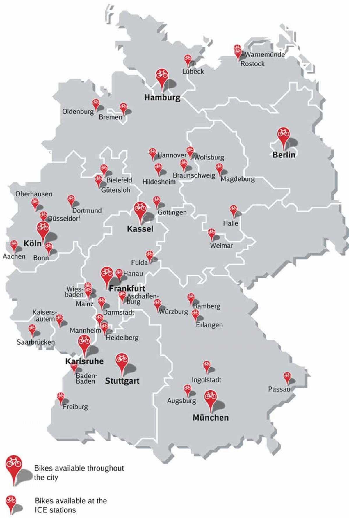 Germany cycle routes map - Germany bicycle highway map (Western Europe ...