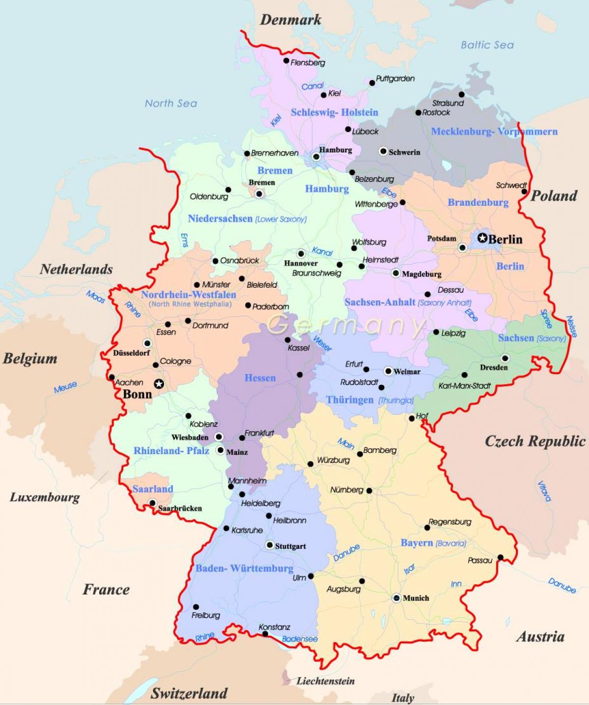 Maps of Germany - Map with Germany (Western Europe - Europe)