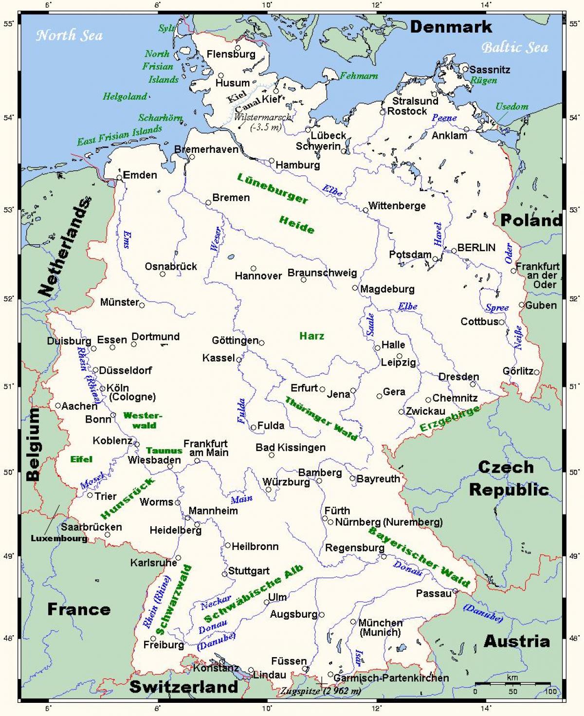 Rivers In Germany Map Map Of Germany Rivers Western Europe Europe   Rivers In Germany Map 