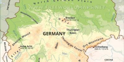 Map of Germany topographic